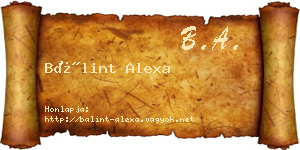 Bálint Alexa névjegykártya