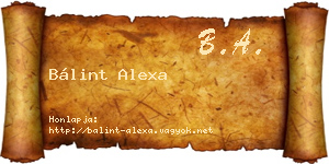 Bálint Alexa névjegykártya
